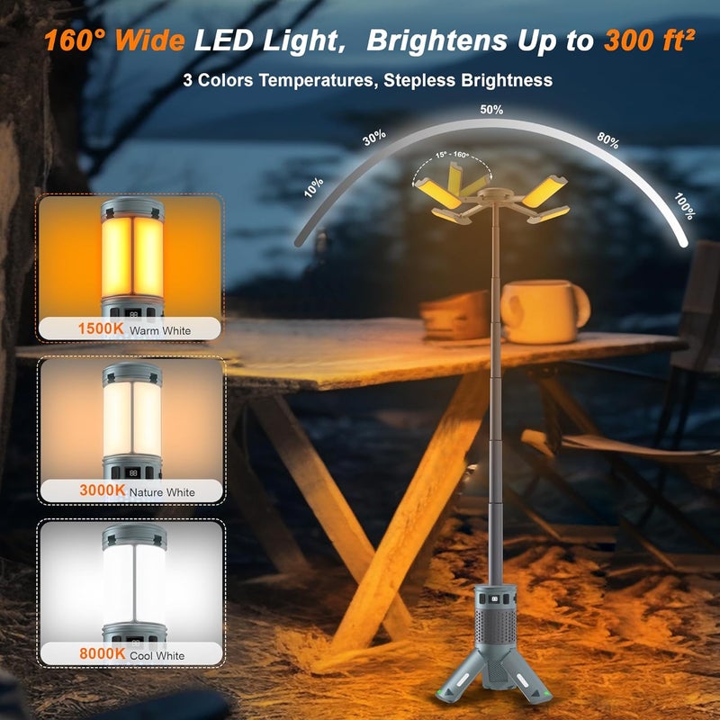 LUXMO PREMIUM Camping Lights, Rechargeable Telescopic Camping Lights with Stand,12,000mAh Camping Lanterns & Lights with RGB, Magnetic Base, Portable Flashlights for Camping, Hiking, Emergency - Image 3